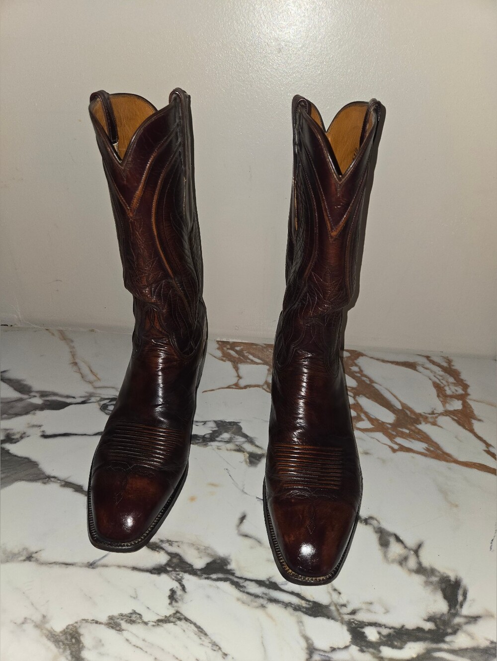 Lucchese Men Cowboy BOOTS Seville 2083 Goatskin Square Toe Handmade 11 B